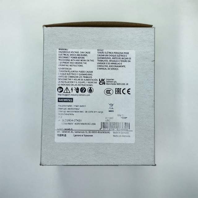 ГЛАВНЫЙ УПРАВЛЯЮЩИЙ ПЕРЕКЛЮЧАТЕЛЬ 3 ПОЛЮСА IU=125, P/AC-23A AT 400V=45KW, ДЛЯ ФРОНТАЛЬНОГО МОНТАЖА,